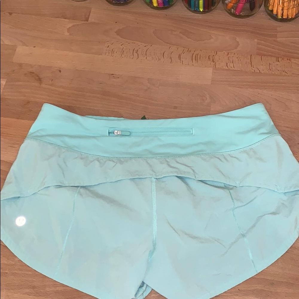 teal lululemon speed up shorts